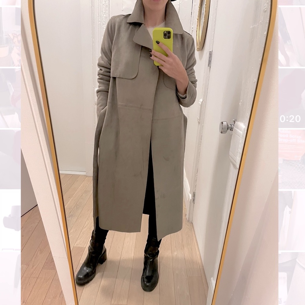 Faux Suede Trench Coat - XS (Never worn!)